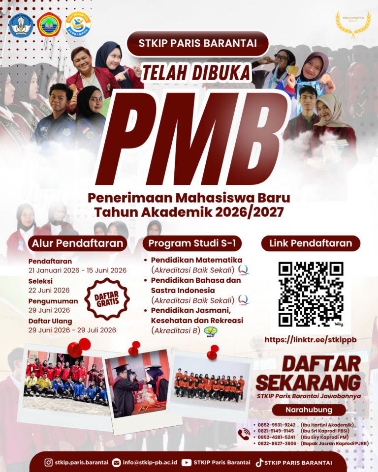 Penerimaan Mahasiswa Baru STKIP Paris Barantai  Tahun Akademik 2026/2027
