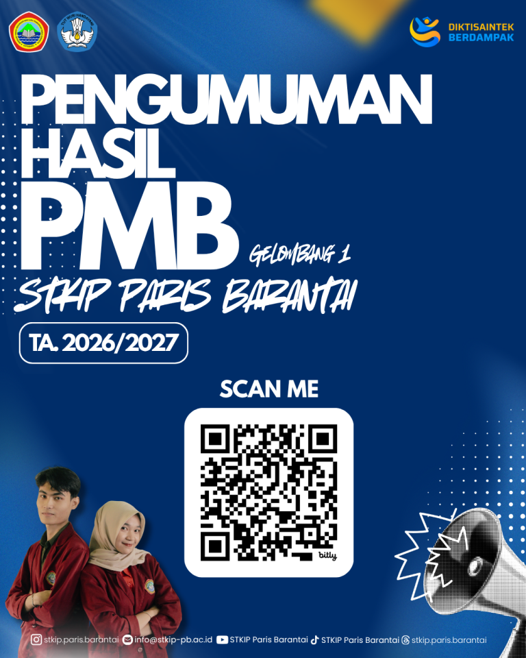 Pengumuman Hasil PMB Gelombang 1 STKIP Paris Barantai Tahun Akademik 2026/2027
