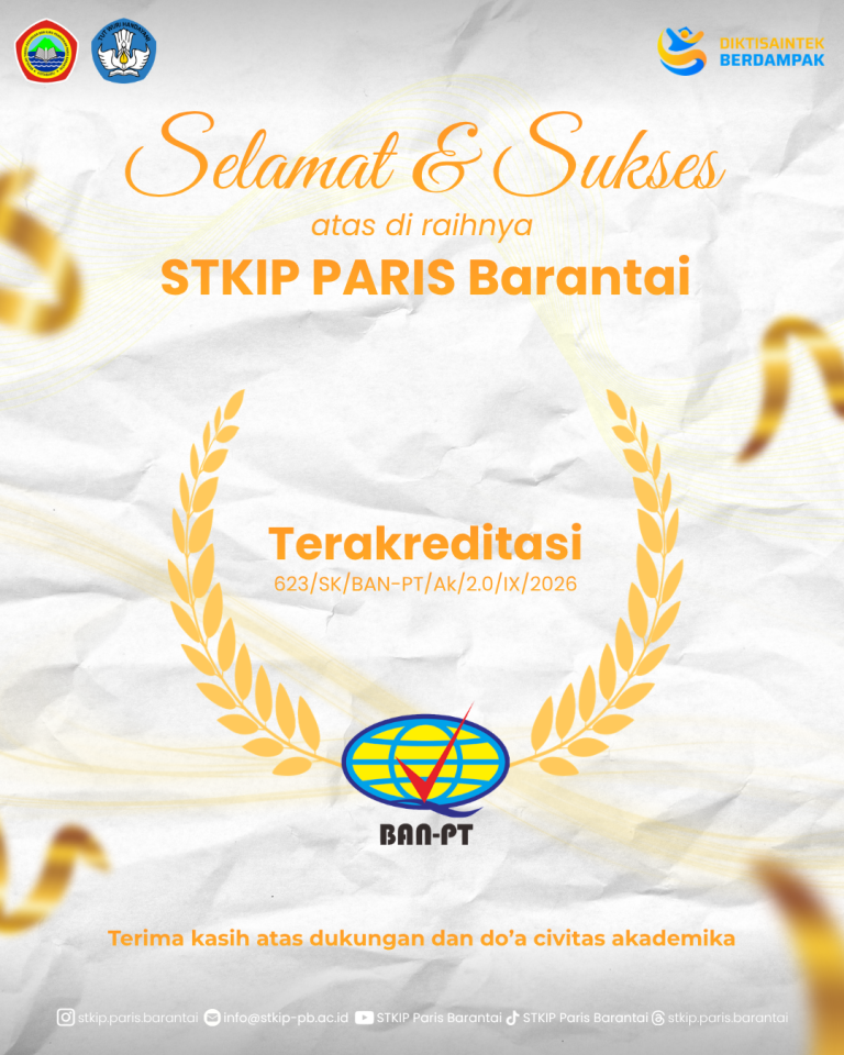 Selamat & Sukses atas Akreditasi STKIP Paris Barantai